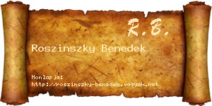 Roszinszky Benedek névjegykártya