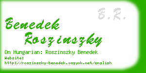 benedek roszinszky business card